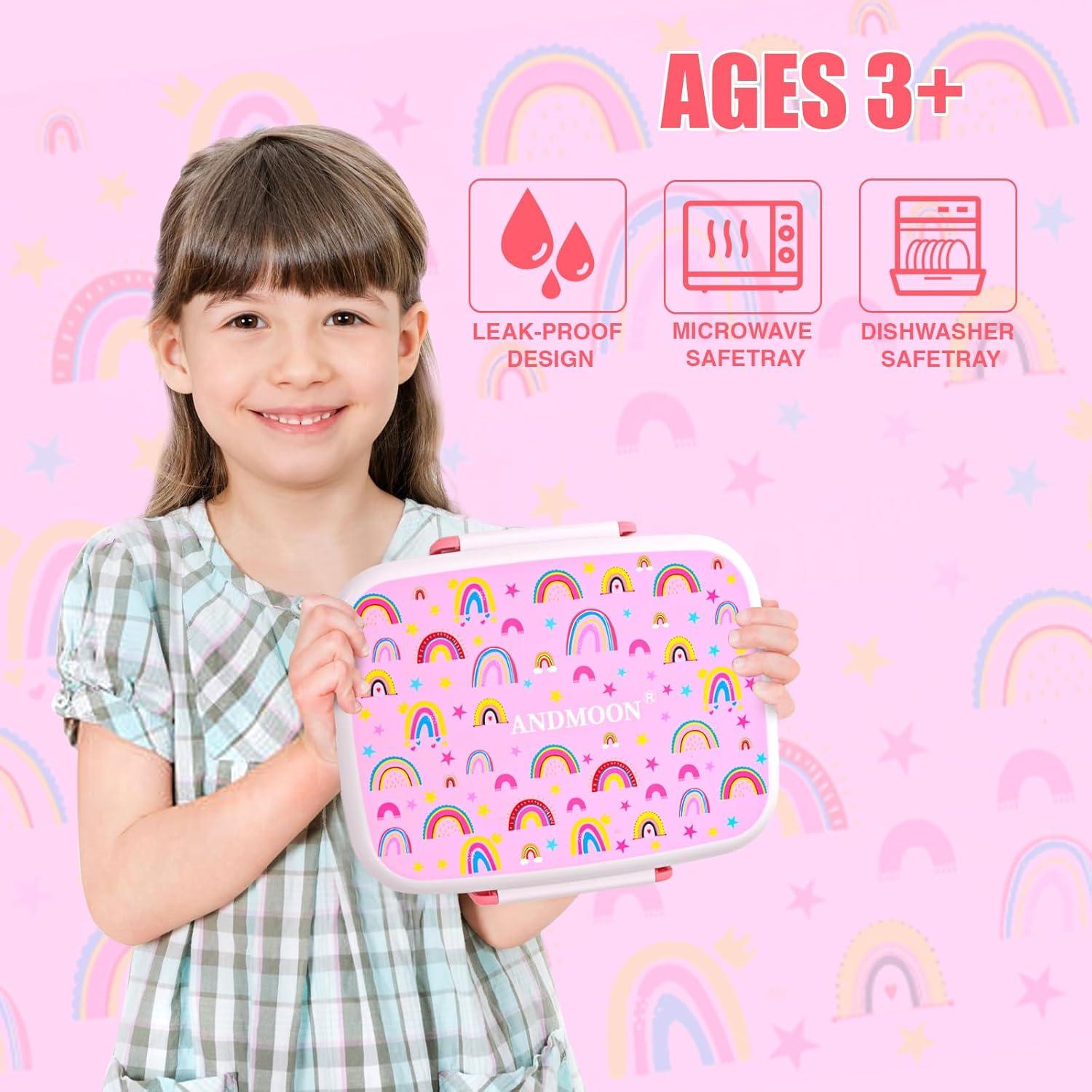 Caja Bento para Niños ANDMOON Rosa 5 Compartimentos 1300ml