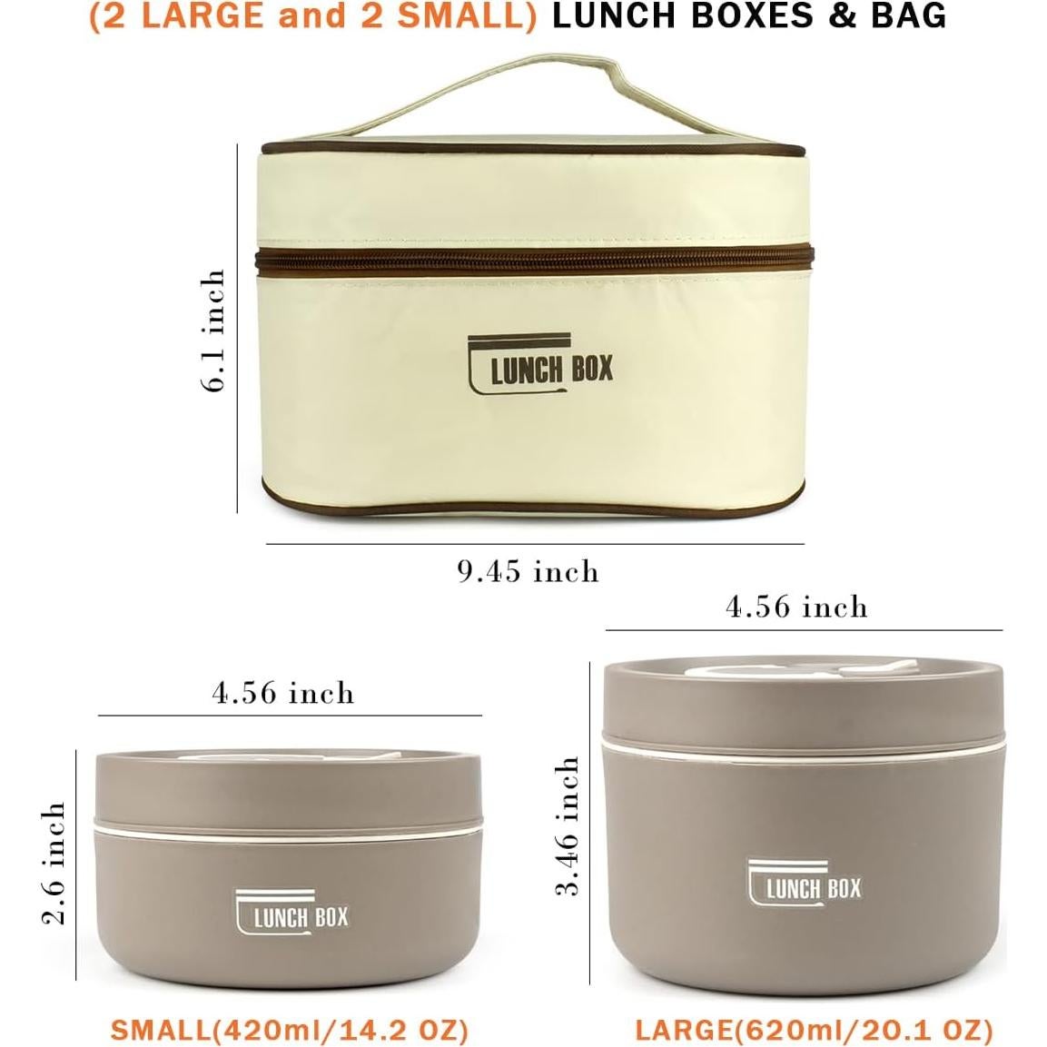 Juego de Bento Box Keweis 4 Piezas Aisladas 2080 ml