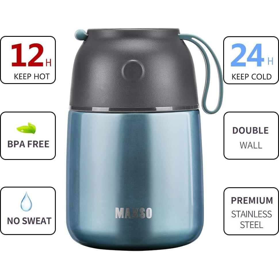 Contenedor Térmico MAXSO 500 ml Acero Inoxidable Azul