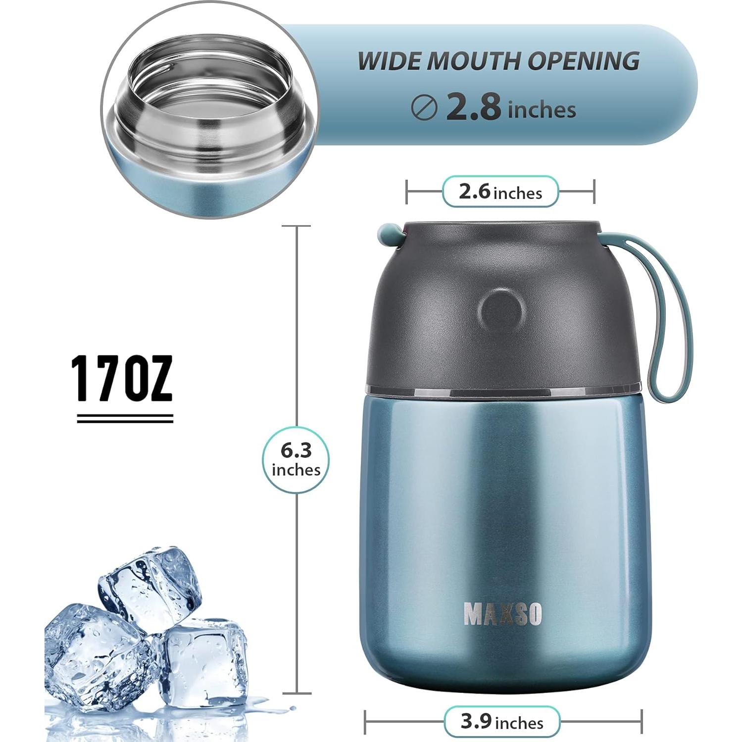Contenedor Térmico MAXSO 500 ml Acero Inoxidable Azul