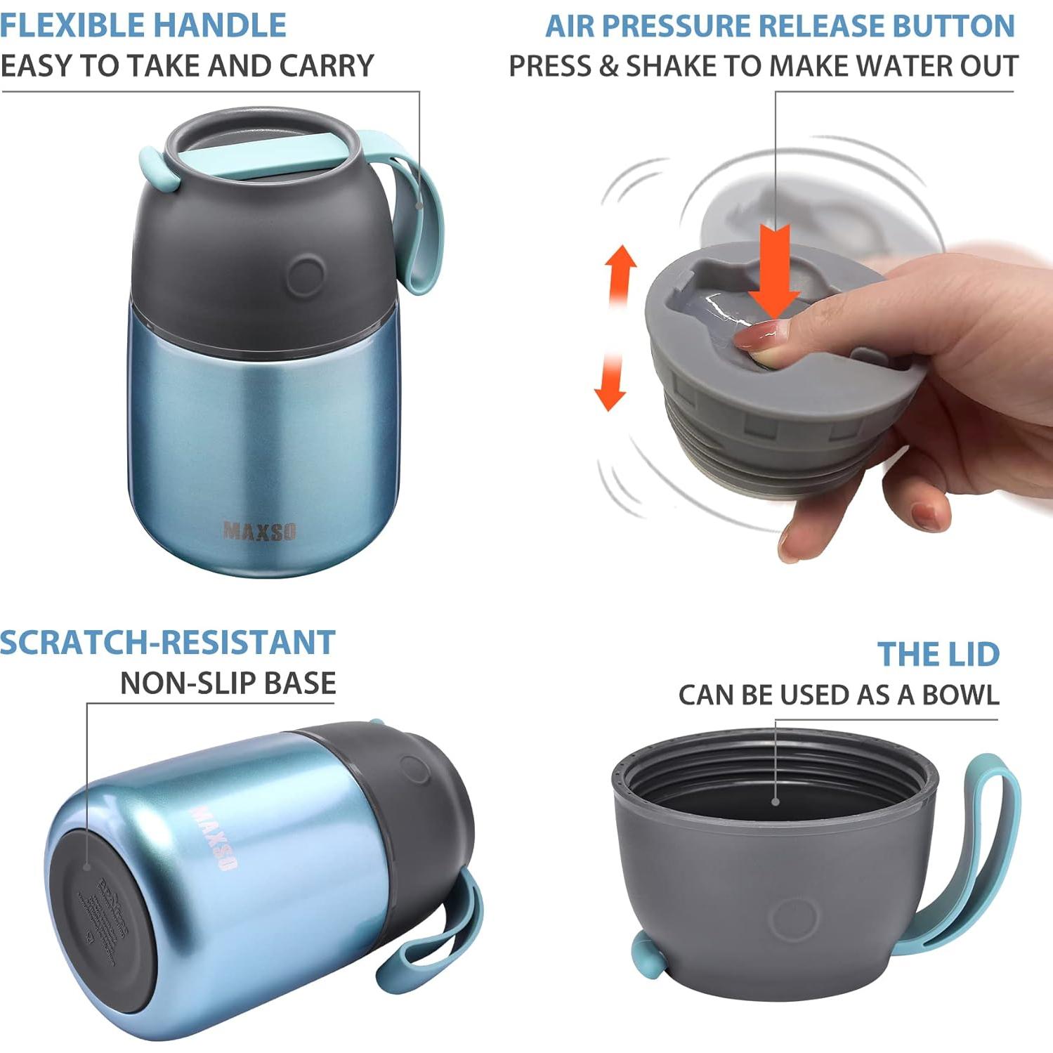 Contenedor Térmico MAXSO 500 ml Acero Inoxidable Azul