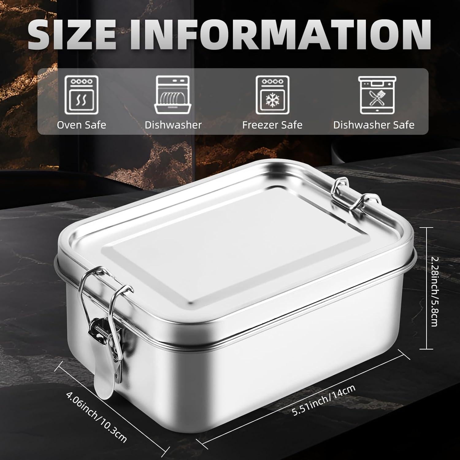 Caja Bento Acero Inoxidable Gofullhome 850ml 2 Pcs Reutilizables