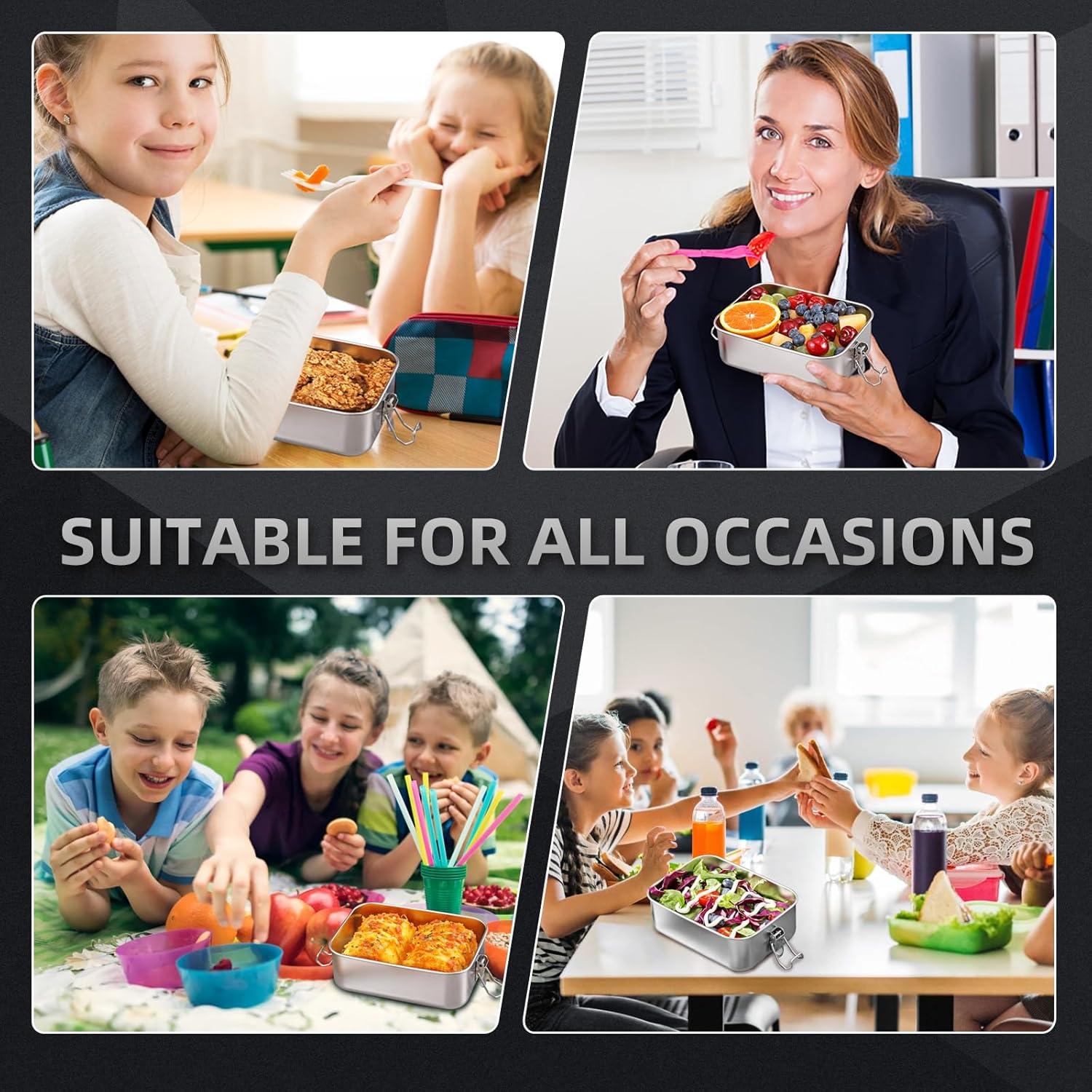 Caja Bento Acero Inoxidable Gofullhome 850ml 2 Pcs Reutilizables