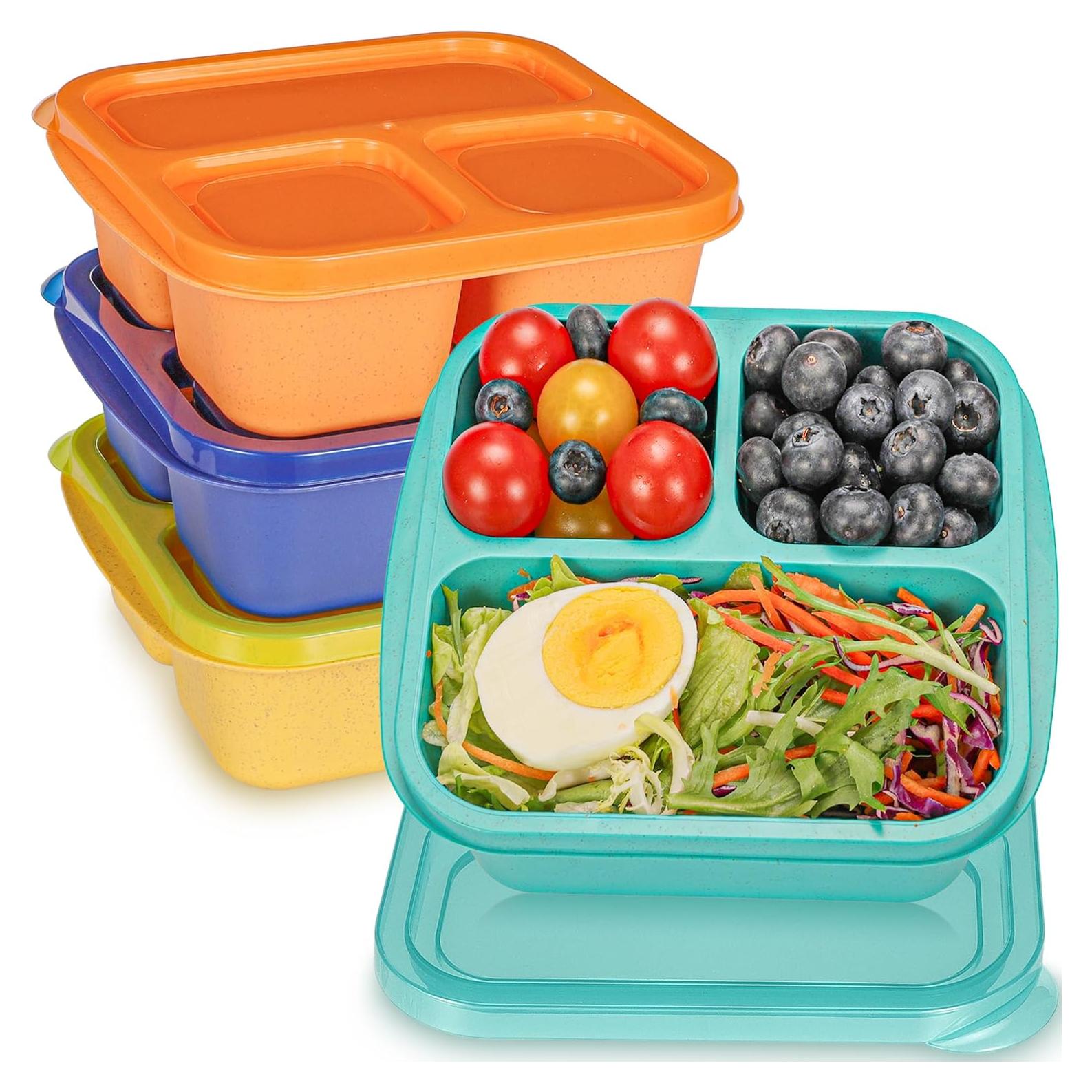 Contenedores de Snack Reutilizables TOUWMX 3 Compartimentos 4 Pzas