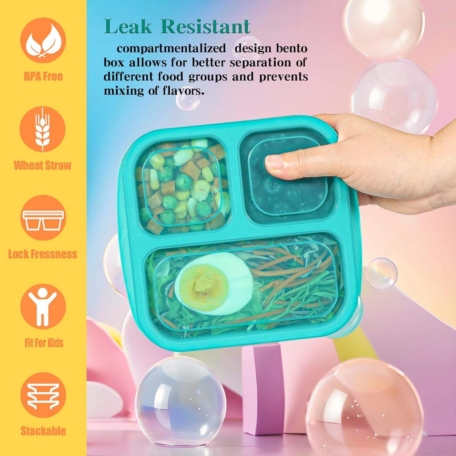 Contenedores de Snack Reutilizables TOUWMX 3 Compartimentos 4 Pzas