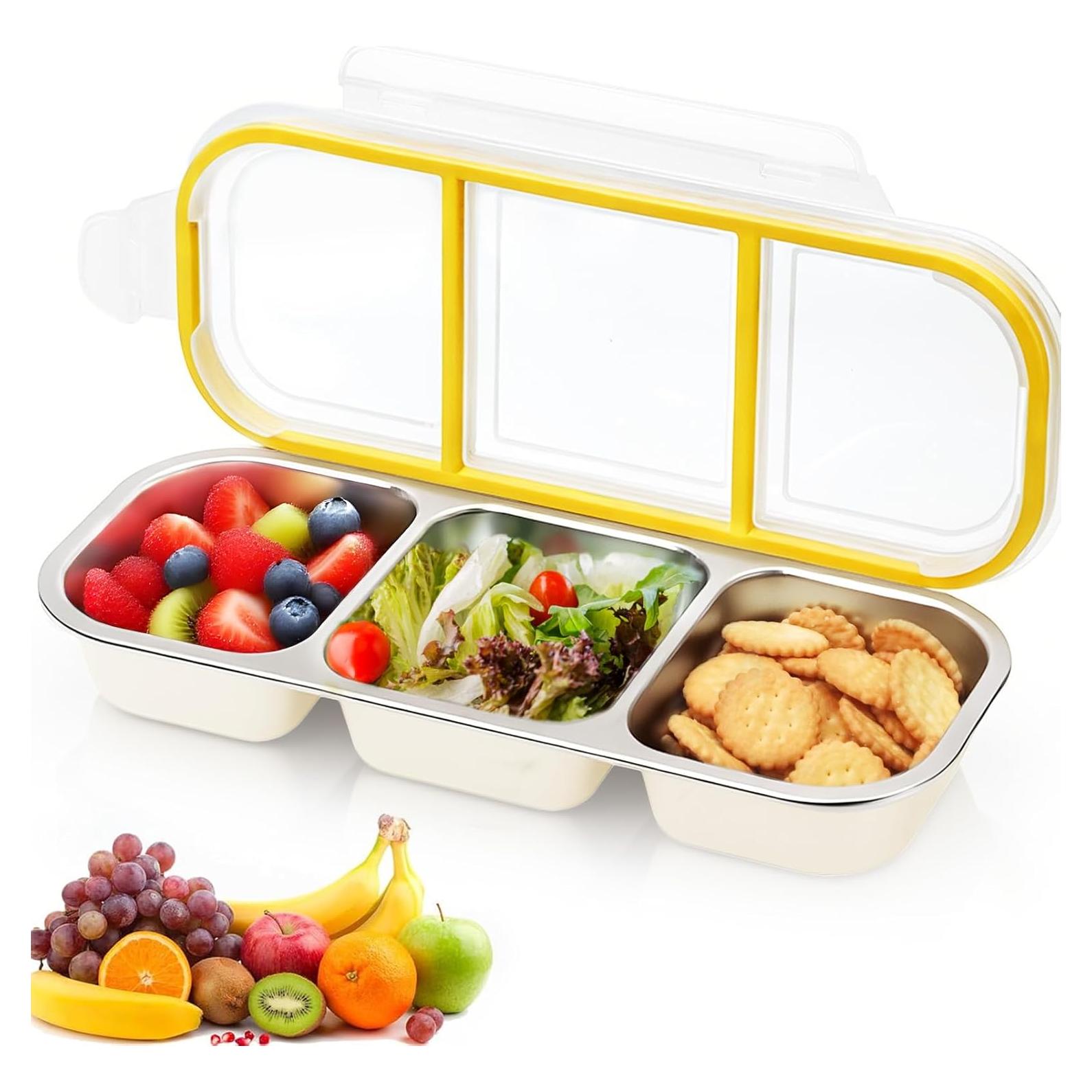 Contenedor de Aperitivos de Acero Inoxidable CLFORLORGN 3 Compartimentos