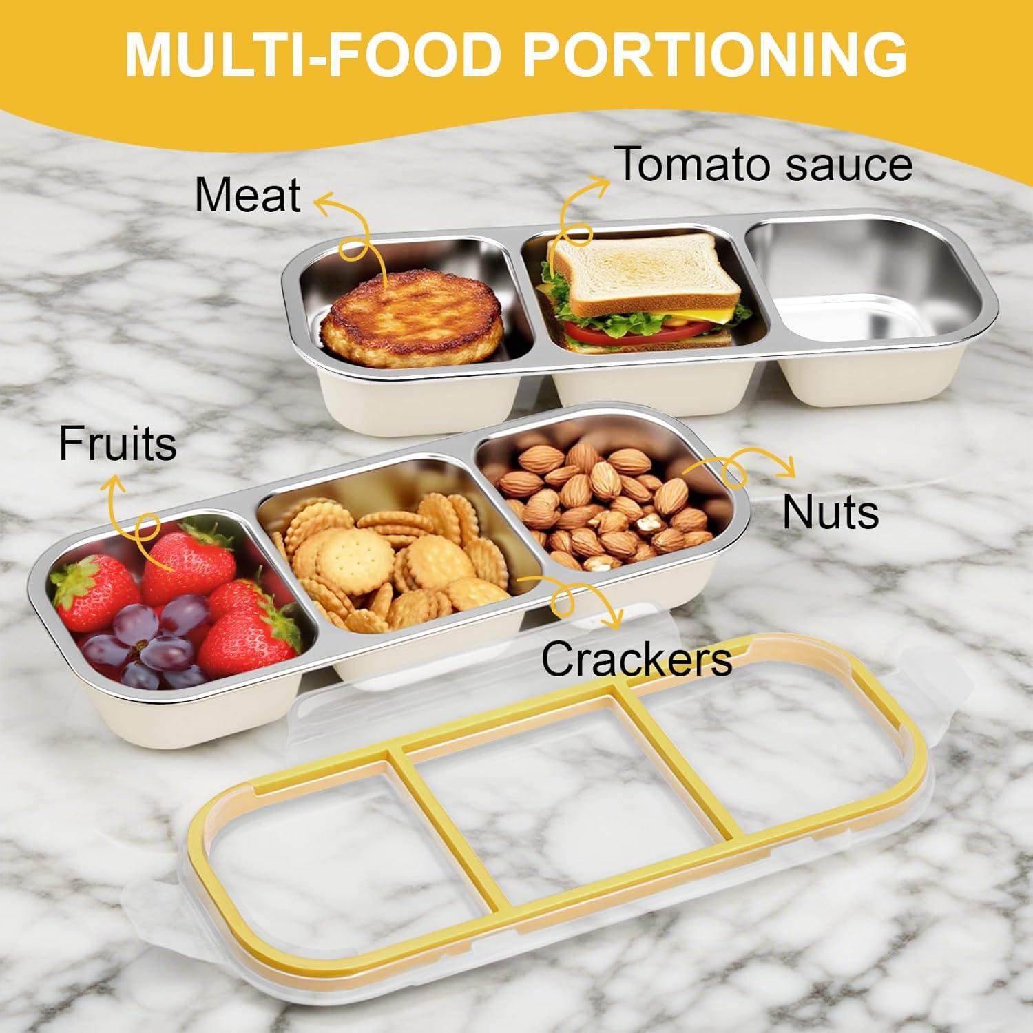 Contenedor de Aperitivos de Acero Inoxidable CLFORLORGN 3 Compartimentos