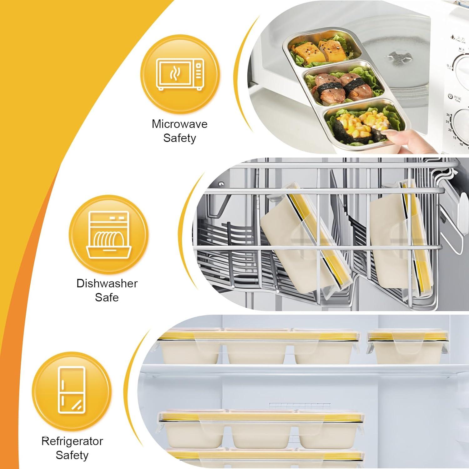 Contenedor de Aperitivos de Acero Inoxidable CLFORLORGN 3 Compartimentos