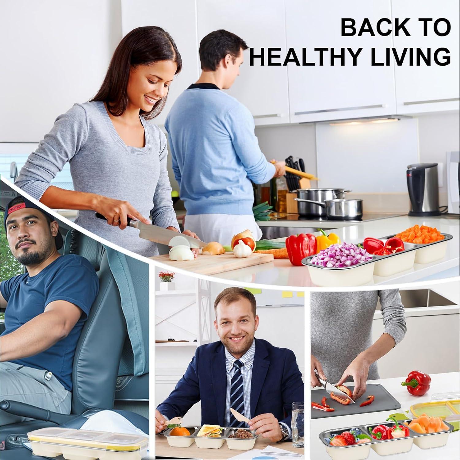 Contenedor de Aperitivos de Acero Inoxidable CLFORLORGN 3 Compartimentos