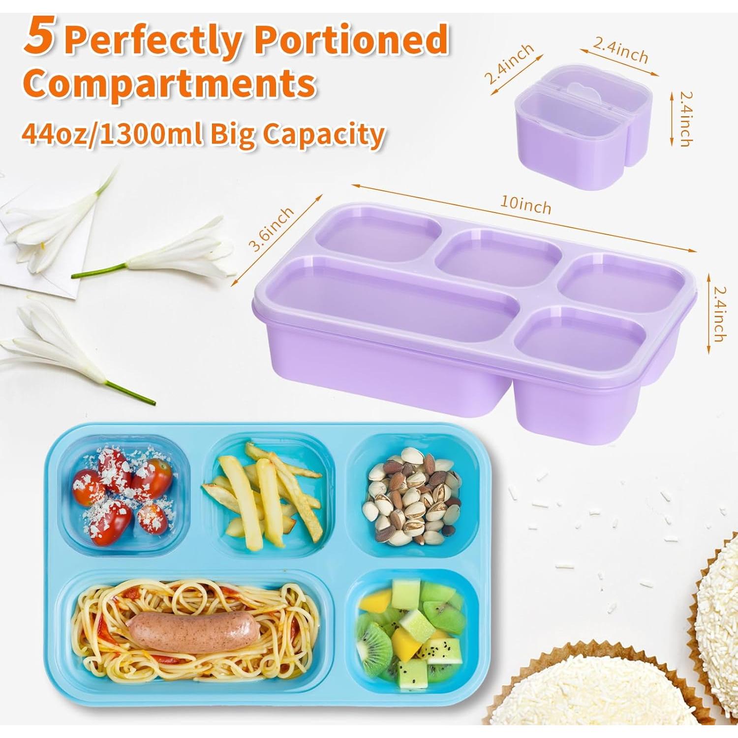Paquete de 4 cajas bento Ingcebo 5 compartimentos 1300ml
