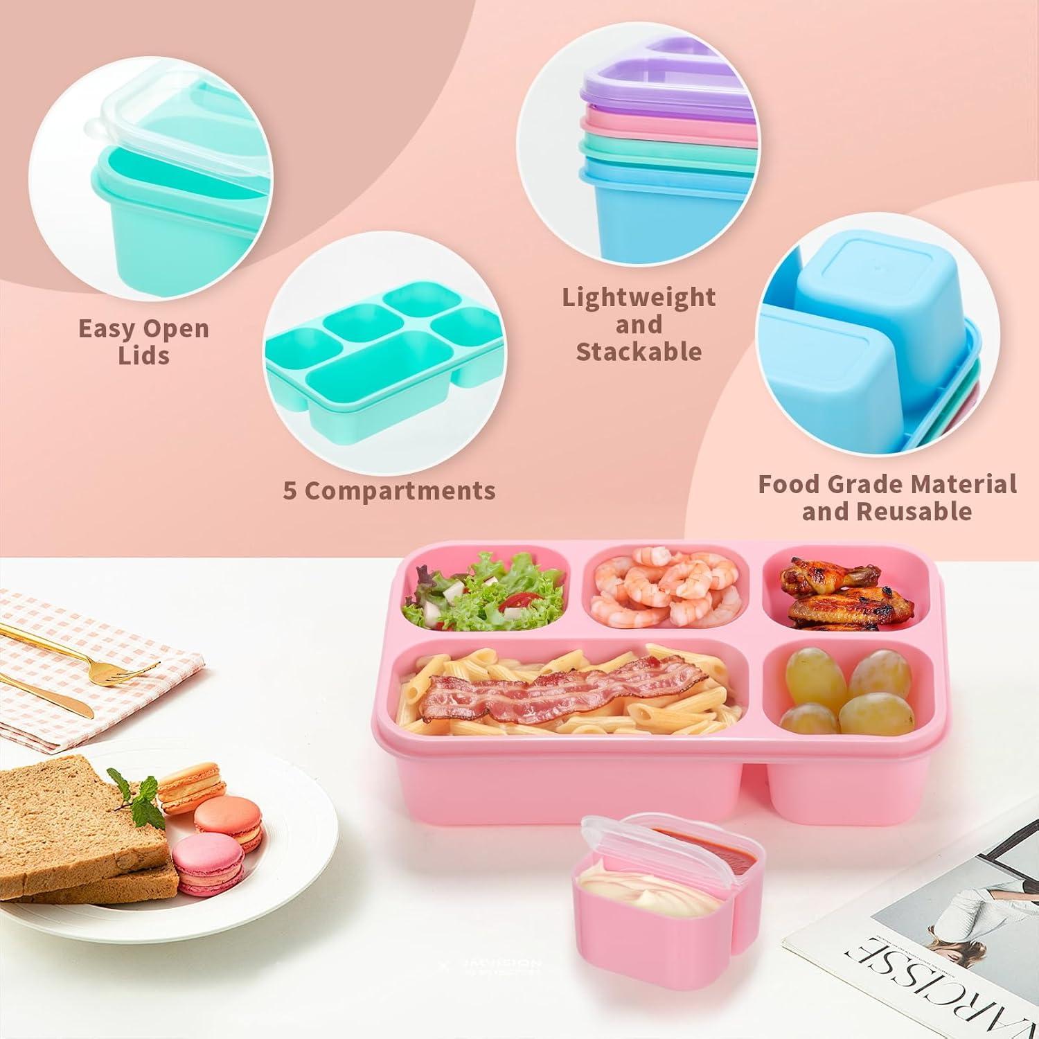 Paquete de 4 cajas bento Ingcebo 5 compartimentos 1300ml