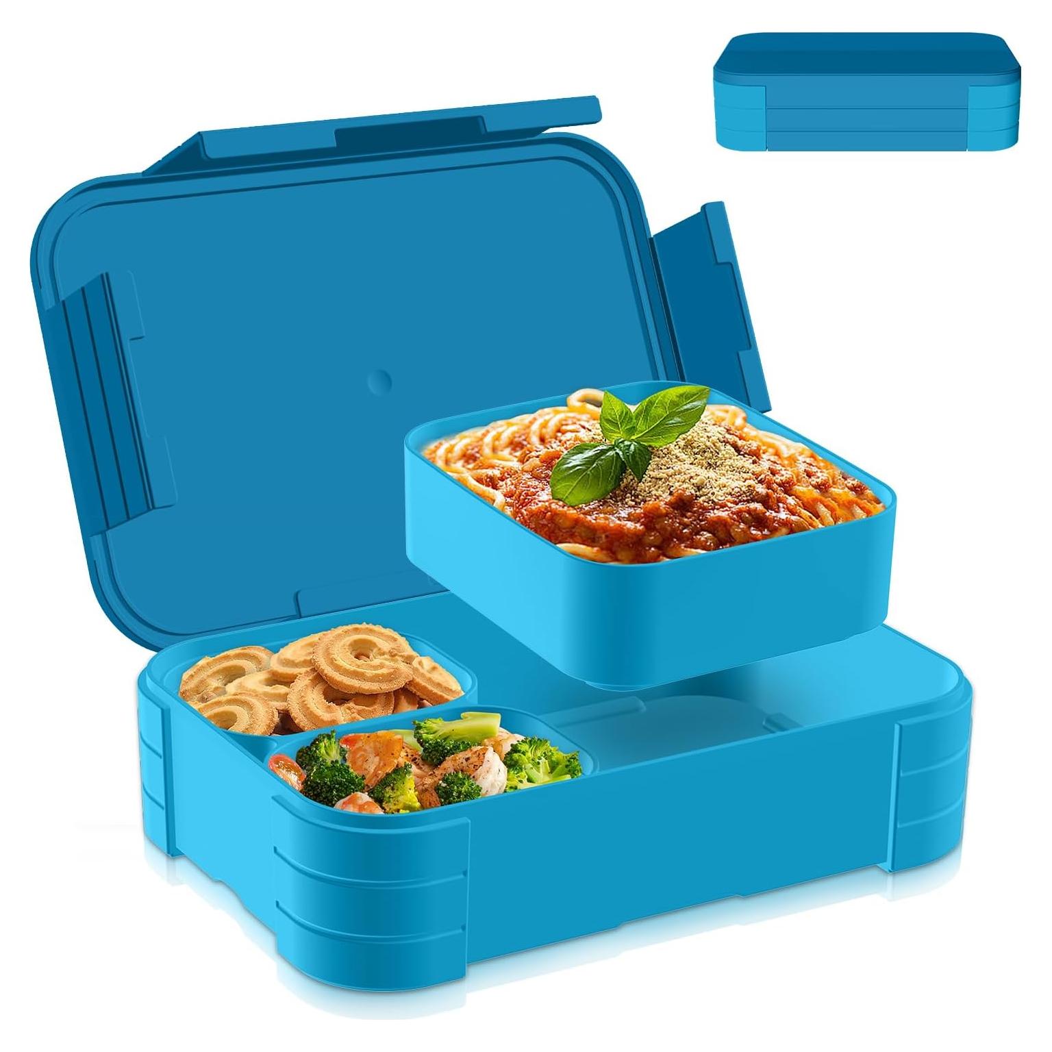 Caja Bento Almuerzo 1.1L Azul Marino 3 Compartimentos PP