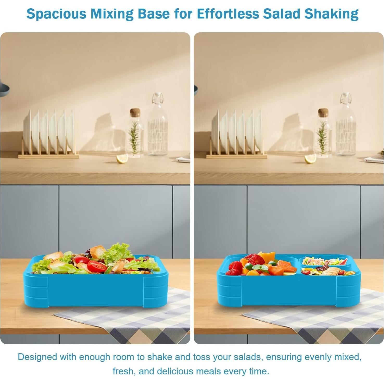 Caja Bento Almuerzo 1.1L Azul Marino 3 Compartimentos PP