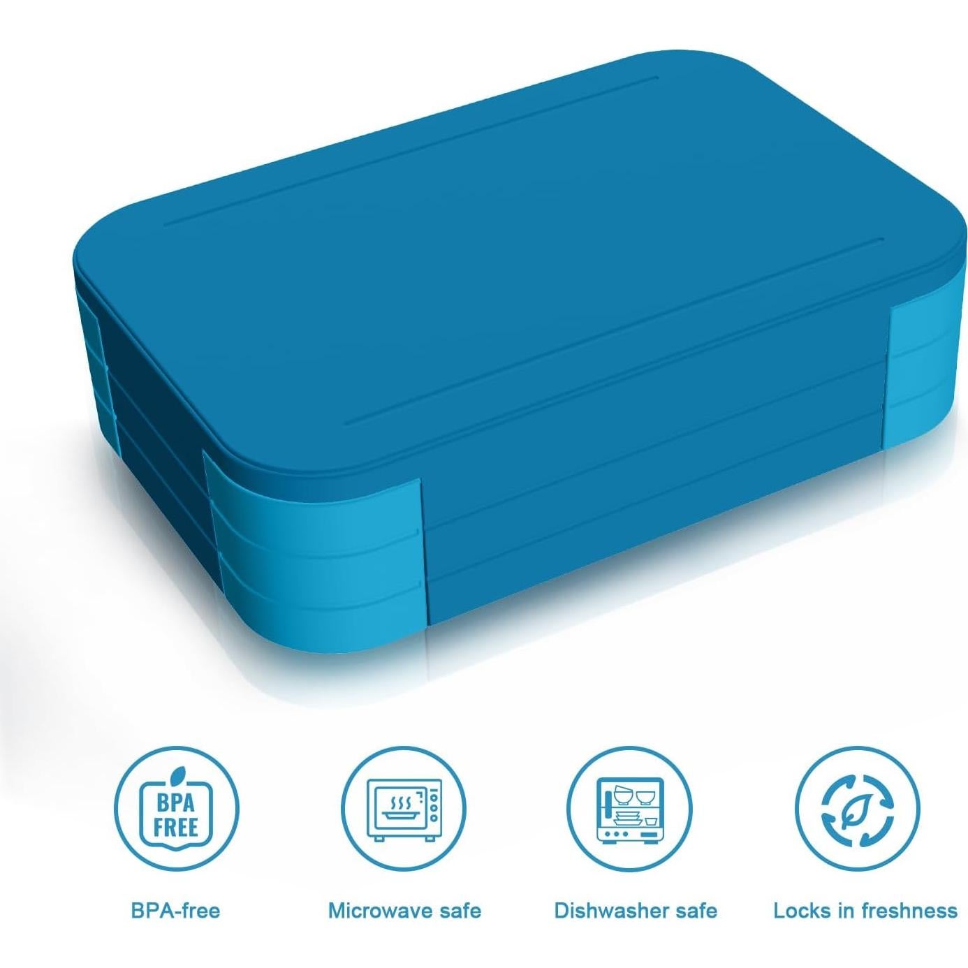 Caja Bento Almuerzo 1.1L Azul Marino 3 Compartimentos PP