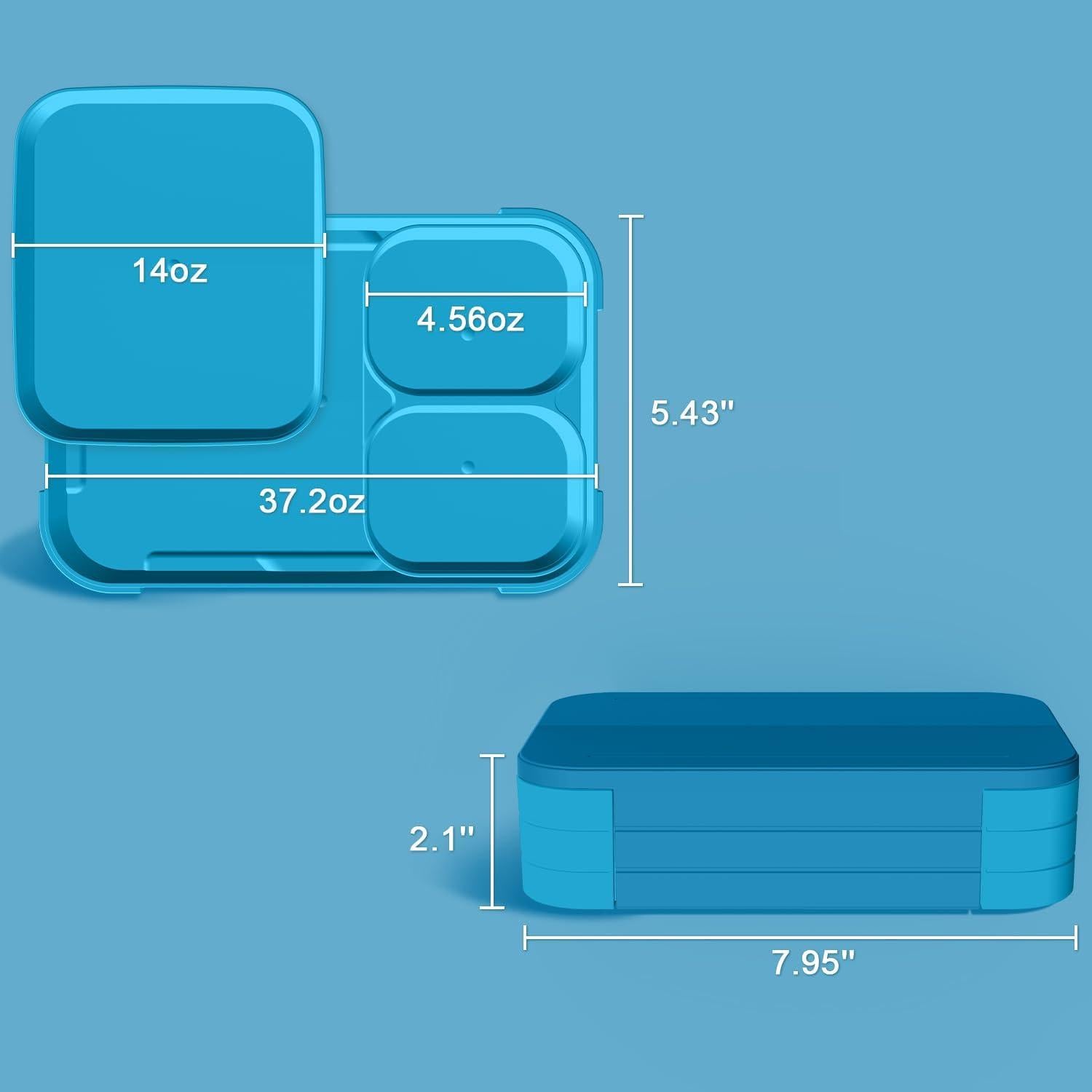 Caja Bento Almuerzo 1.1L Azul Marino 3 Compartimentos PP