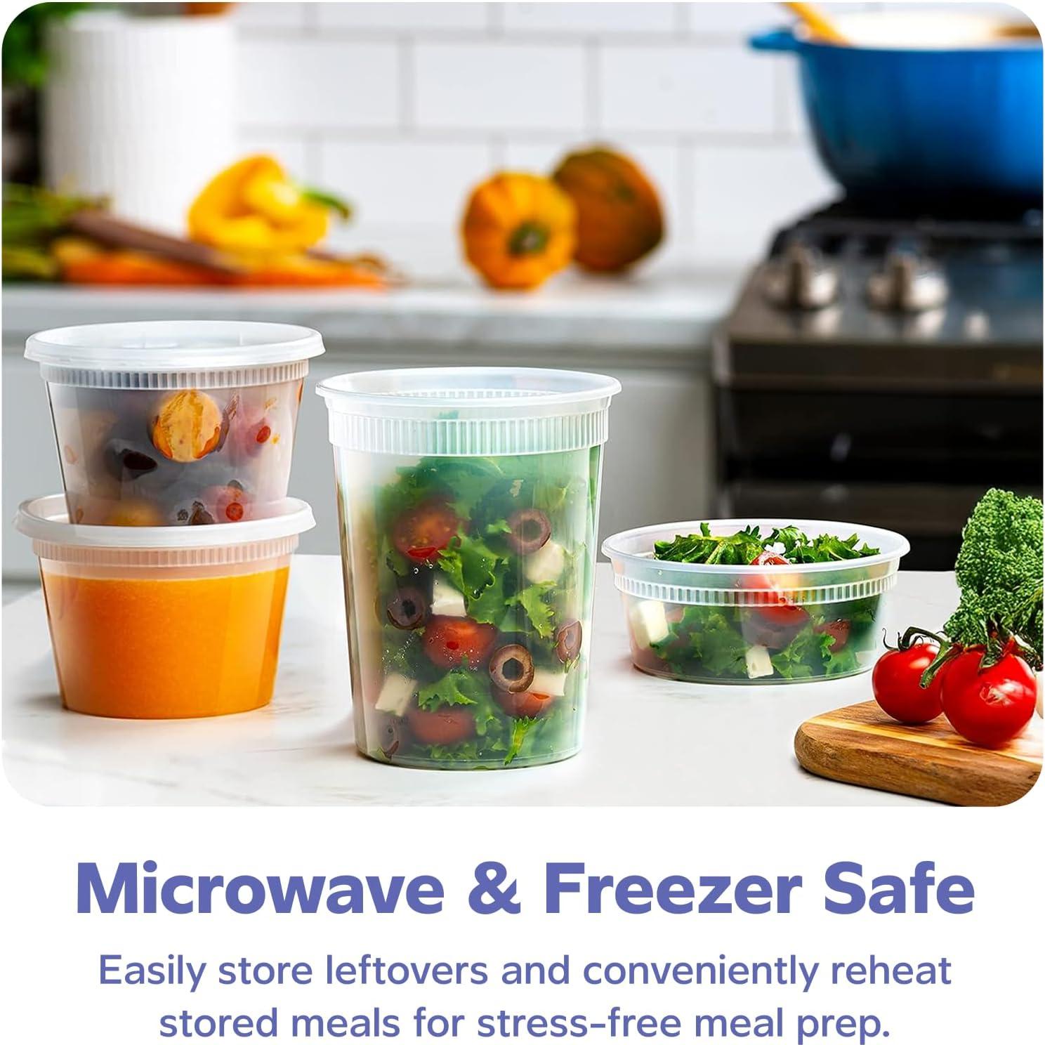 GUSTO Contenedores de Comida To Go 48 Piezas - 8, 16 y 32 oz