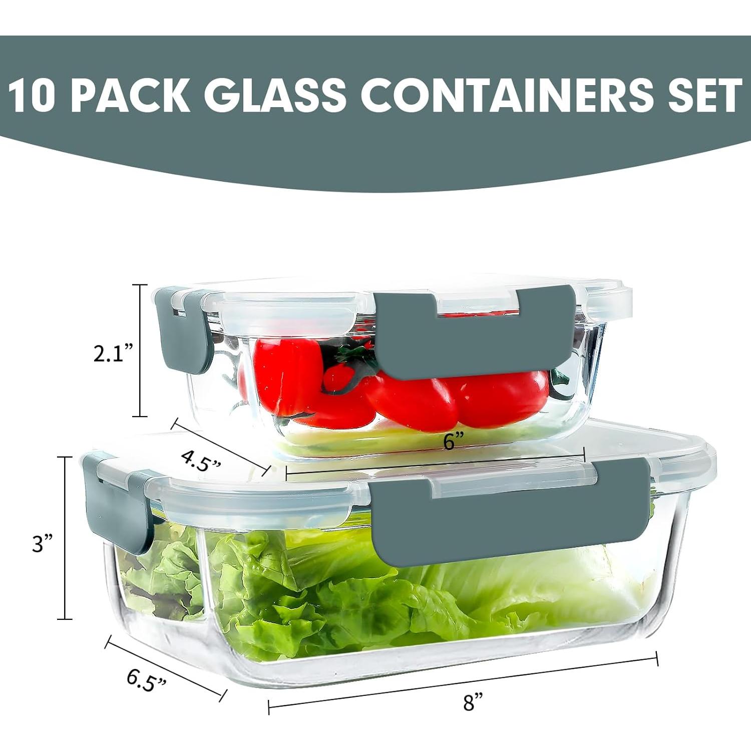 Contenedores de Vidrio Herméticos VERONES 10 Piezas 12oz y 34oz