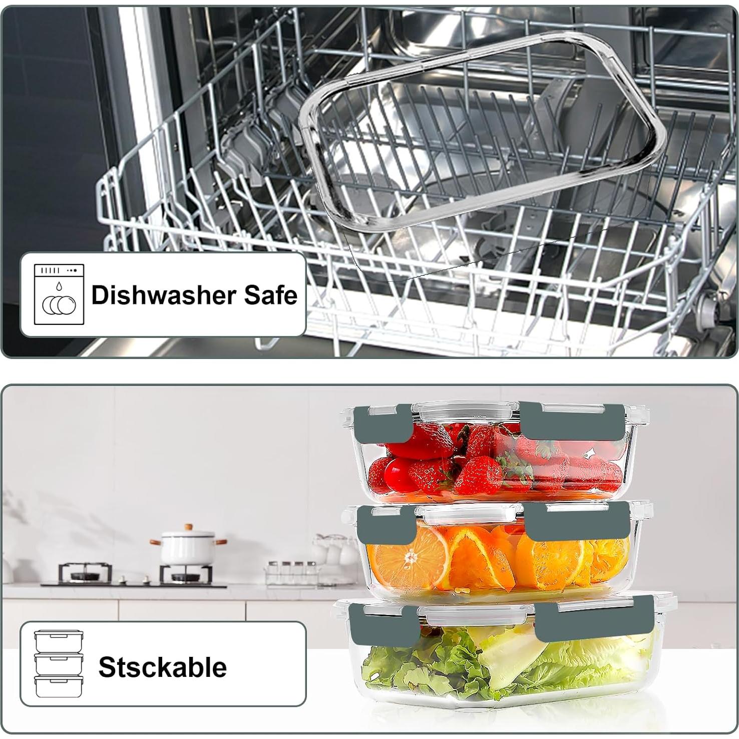 Contenedores de Vidrio Herméticos VERONES 10 Piezas 12oz y 34oz