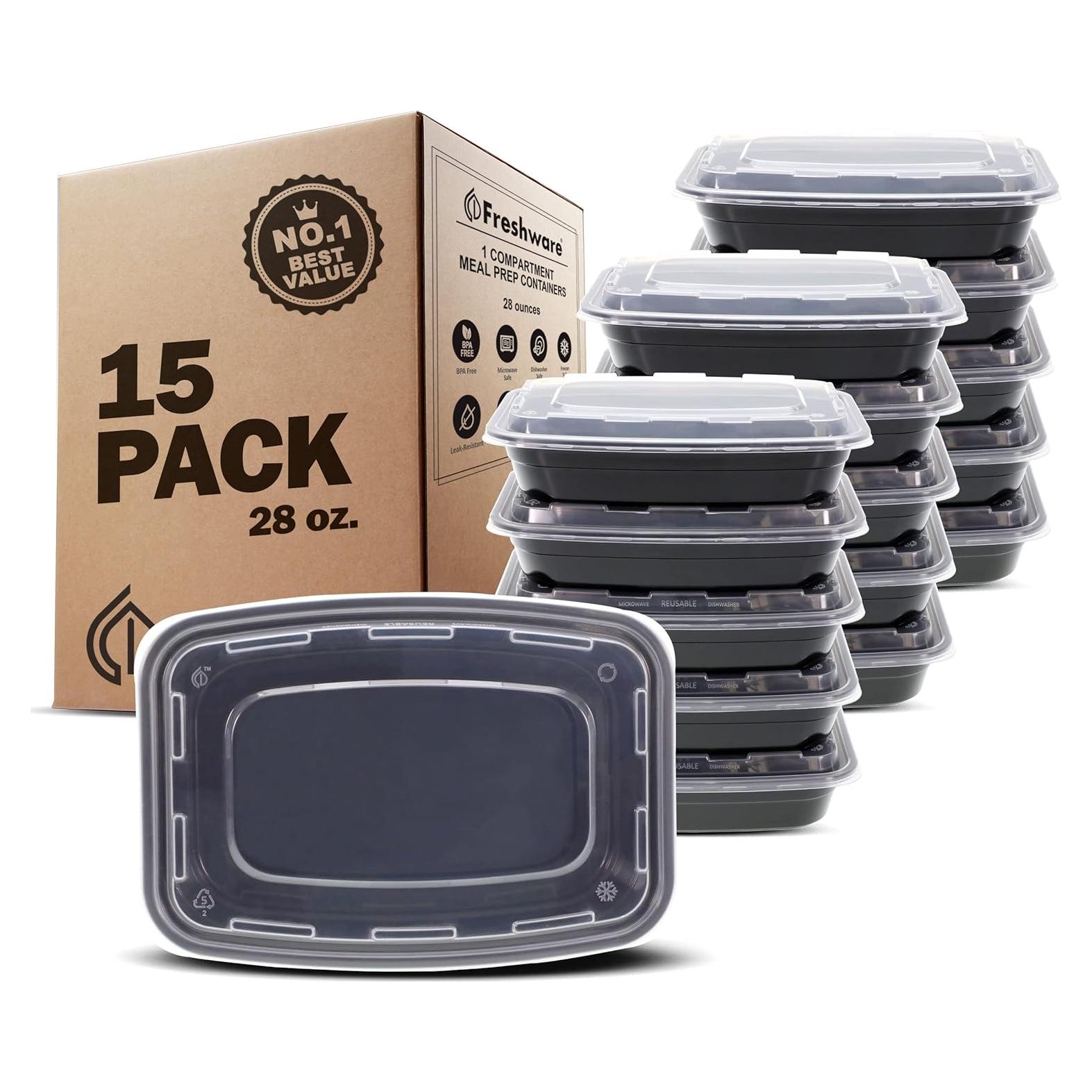 Contenedores de Preparación de Comidas Freshware 15 Pzas 828 ml