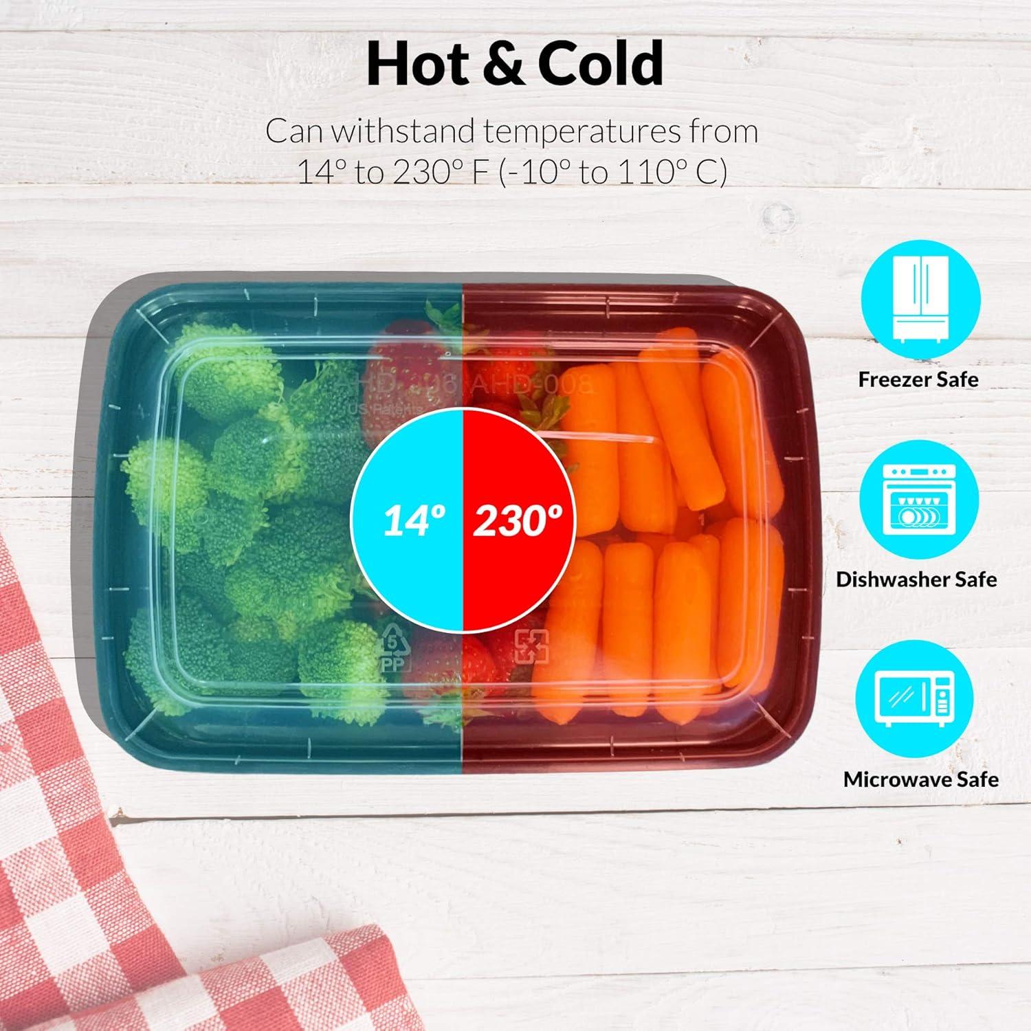 Contenedores de Comida 28 oz Reli - Paquete de 50 Tapas y Contenedores