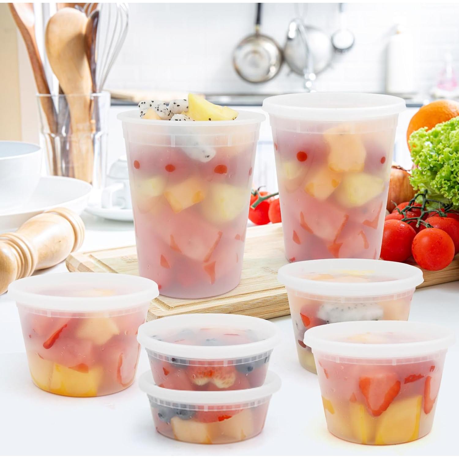 Contenedores Deli WGCC 48 Piezas con Tapas - 3 Tamaños 0.24L, 0.47L, 0.95L