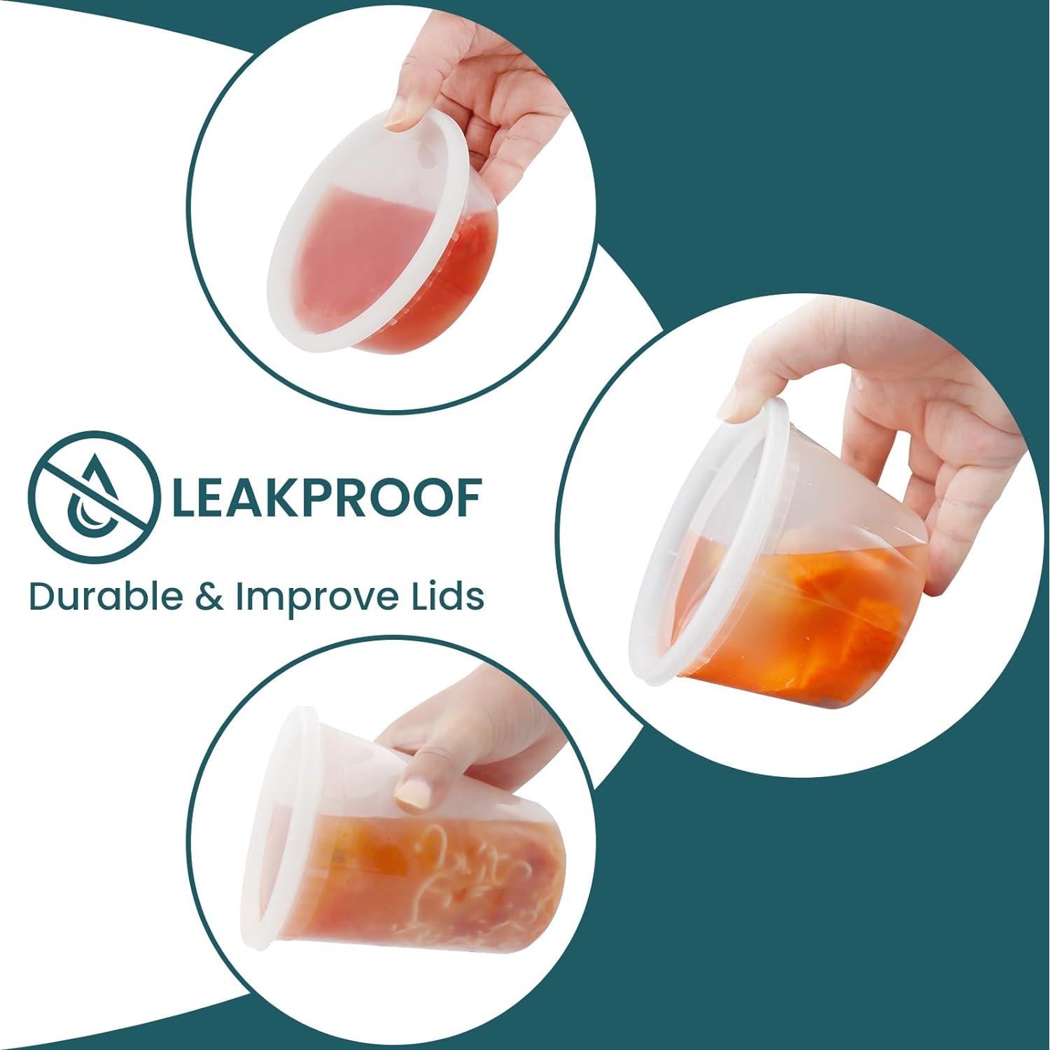 Contenedores Deli WGCC 48 Piezas con Tapas - 3 Tamaños 0.24L, 0.47L, 0.95L