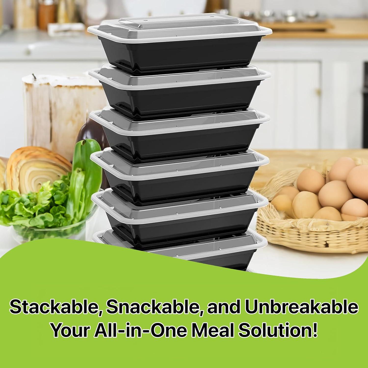 Contenedores de Comida Pokanic 10 Set 16 oz Apilables y a Prueba de Fugas