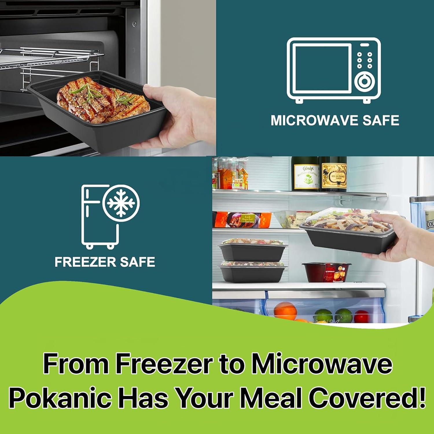 Contenedores de Comida Pokanic 10 Set 16 oz Apilables y a Prueba de Fugas