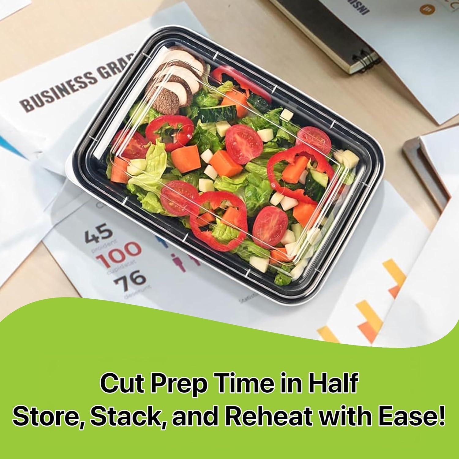 Contenedores de Comida Pokanic 10 Set 16 oz Apilables y a Prueba de Fugas