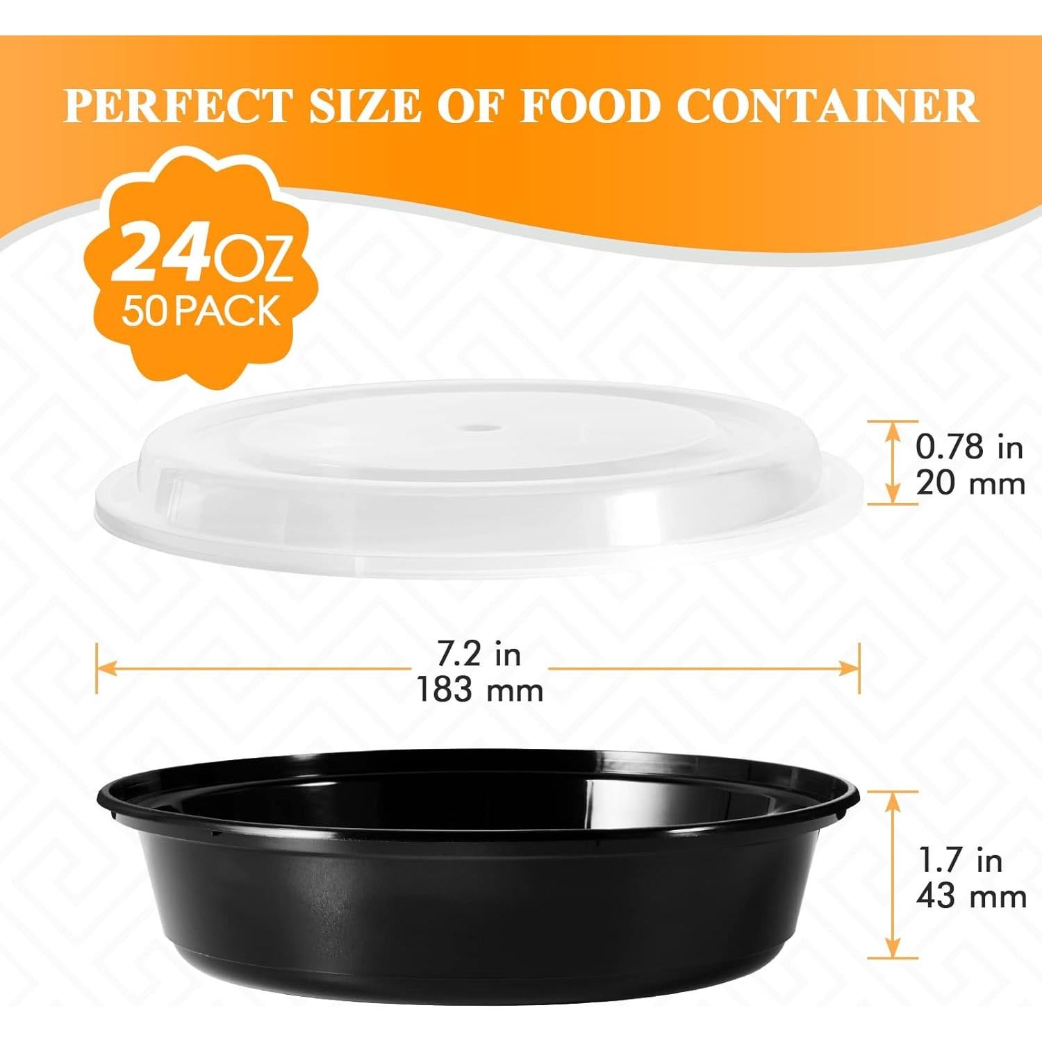 MUCHII 50 Contenedores Desechables 24 oz para Comidas