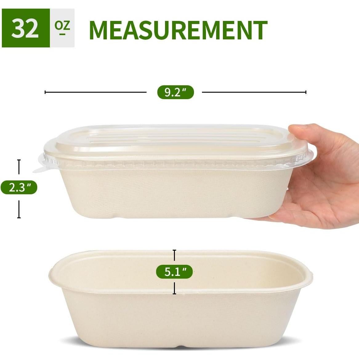 Paquete de 50 Contenedores Desechables AICHEF 32 oz con Tapa