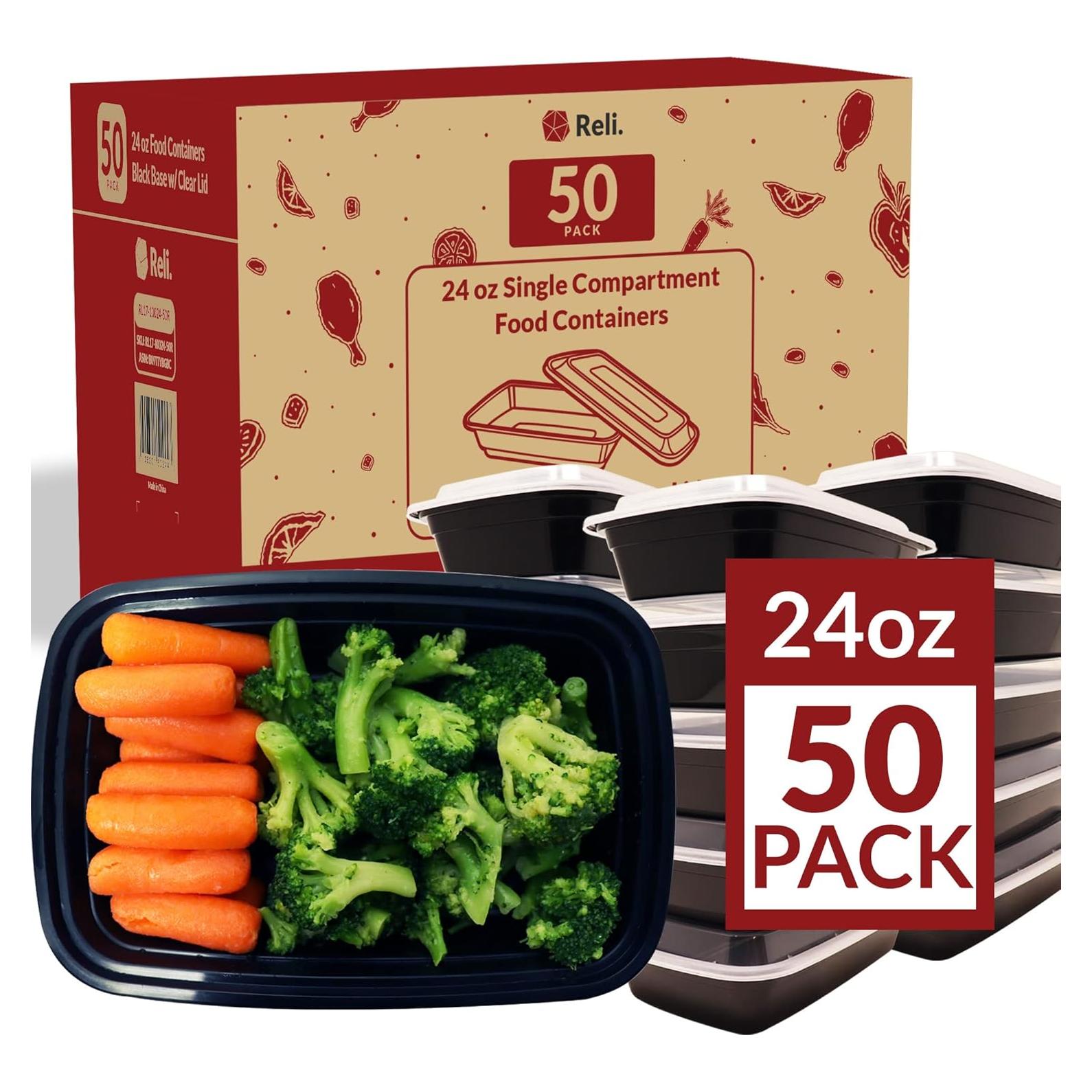 Contenedores de Comida Reli. 24 oz | Paquete de 50 | Rectangulares