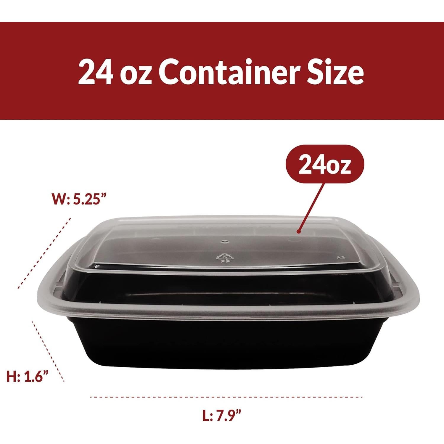 Contenedores de Comida Reli. 24 oz | Paquete de 50 | Rectangulares