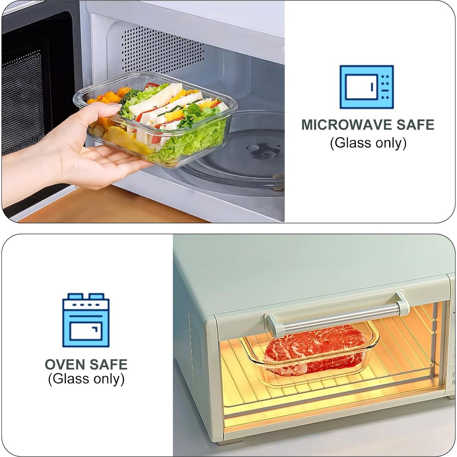 10 Contenedores de Vidrio KOMUEE 650 ml Herméticos Sin BPA