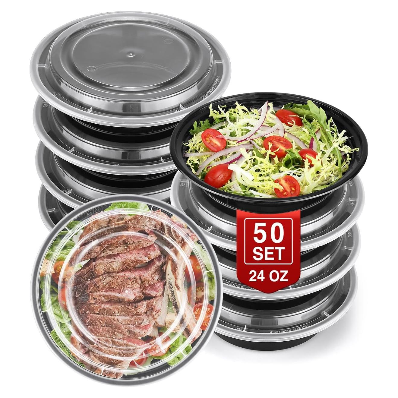 50 Sets Contenedores de Comida 24oz NEEBAKE Apto Microondas