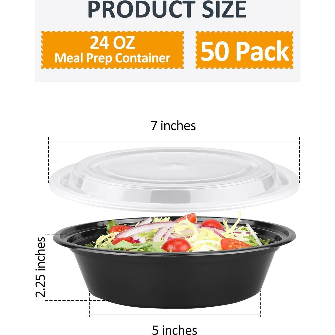 50 Sets Contenedores de Comida 24oz NEEBAKE Apto Microondas