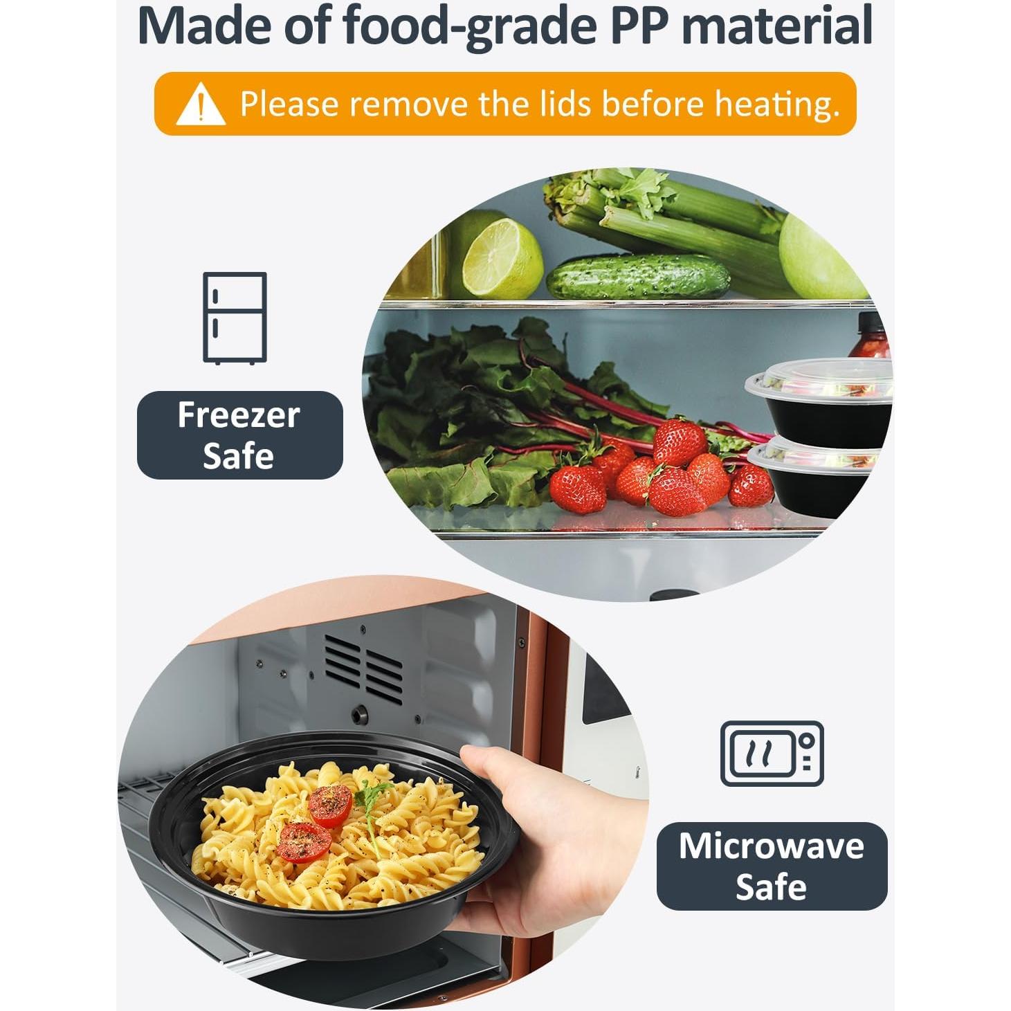 50 Sets Contenedores de Comida 24oz NEEBAKE Apto Microondas