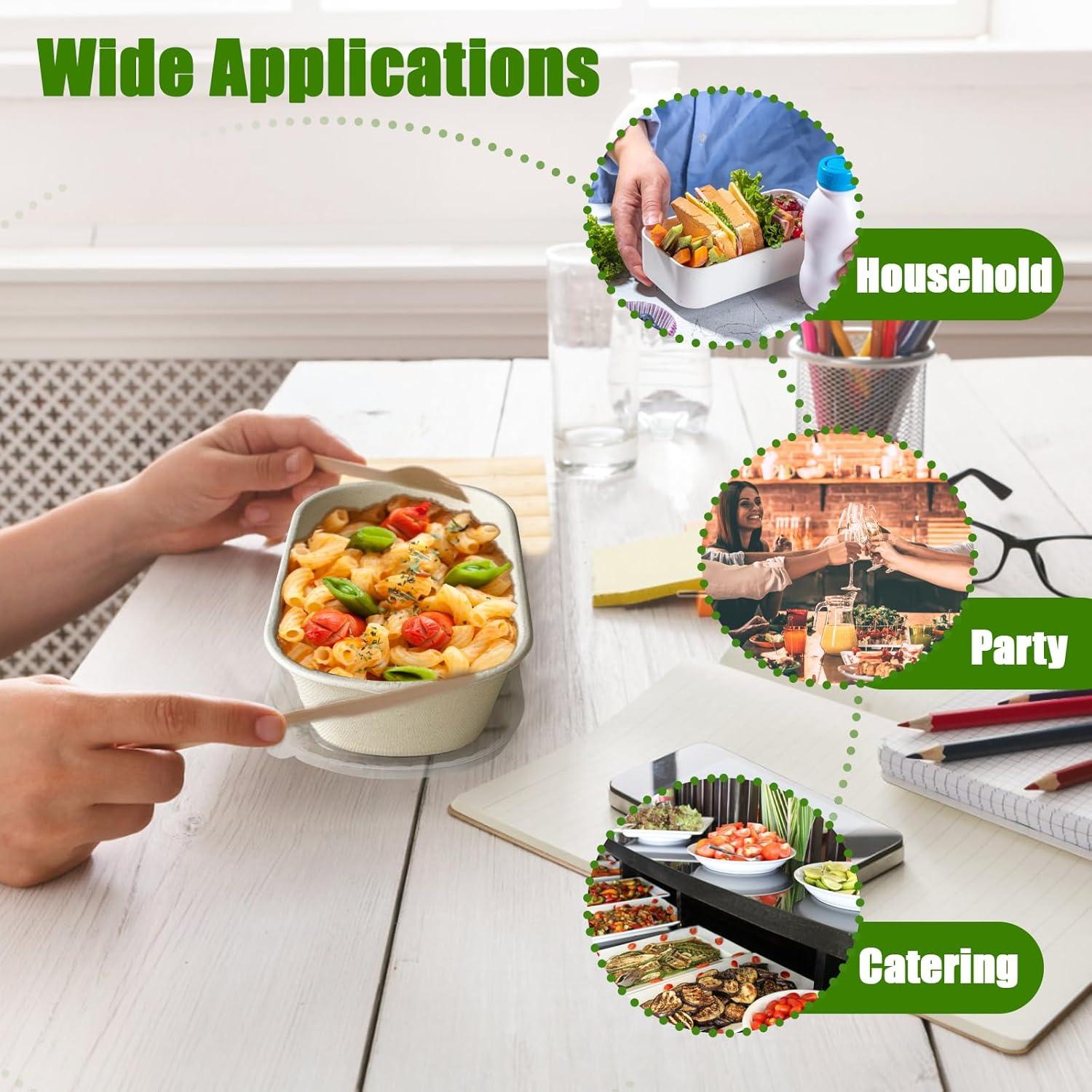 TINSKY 50 Tazones de Papel Rectangulares 946 ml con Tapas