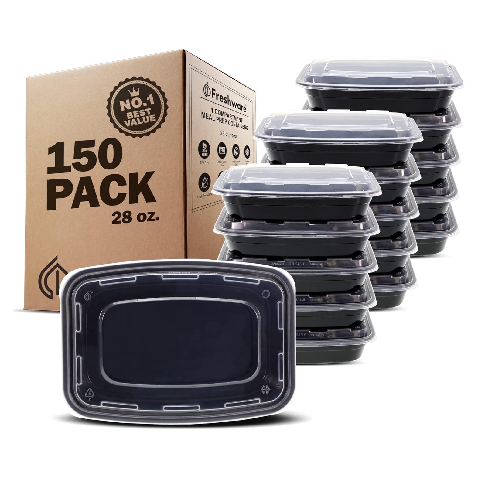 Contenedores de Preparación de Comidas Freshware 150 Pzs 828 ml