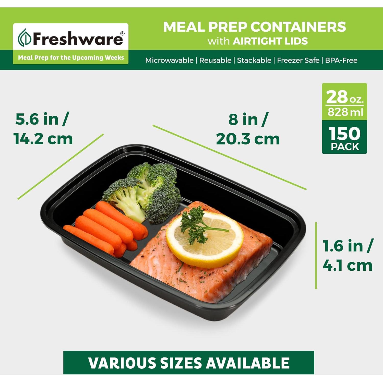 Contenedores de Preparación de Comidas Freshware 150 Pzs 828 ml