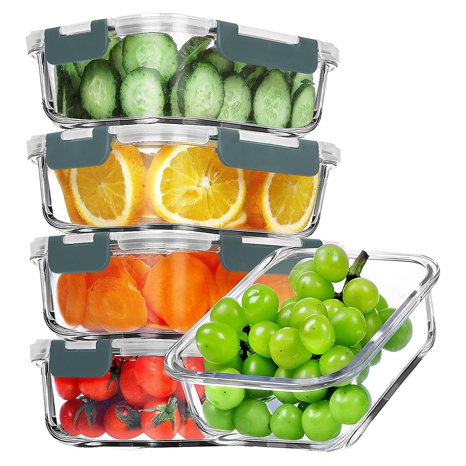 Envases de Vidrio Herméticos VERONES 5 Piezas 1020ml Gris