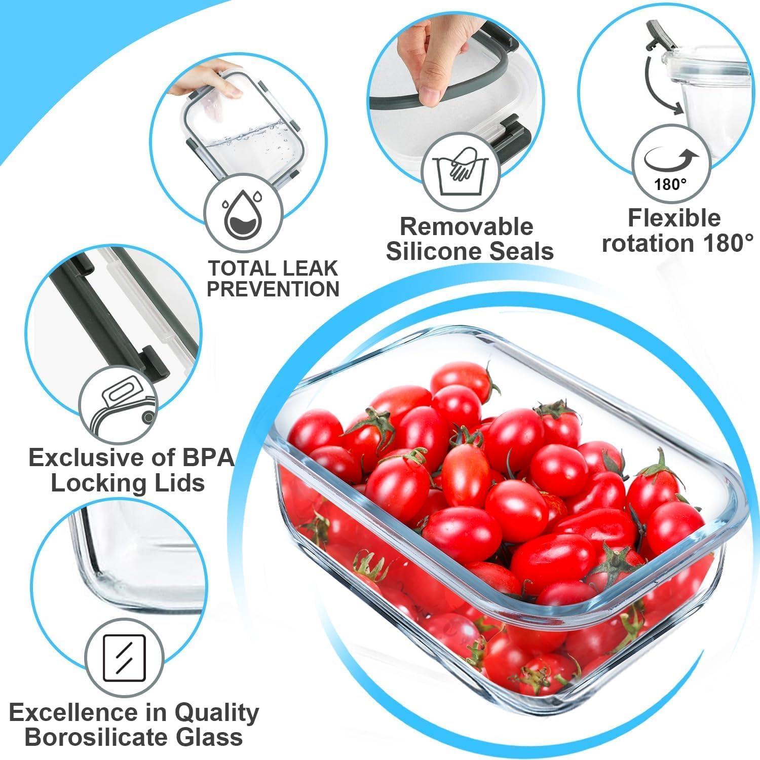 Envases de Vidrio Herméticos VERONES 5 Piezas 1020ml Gris