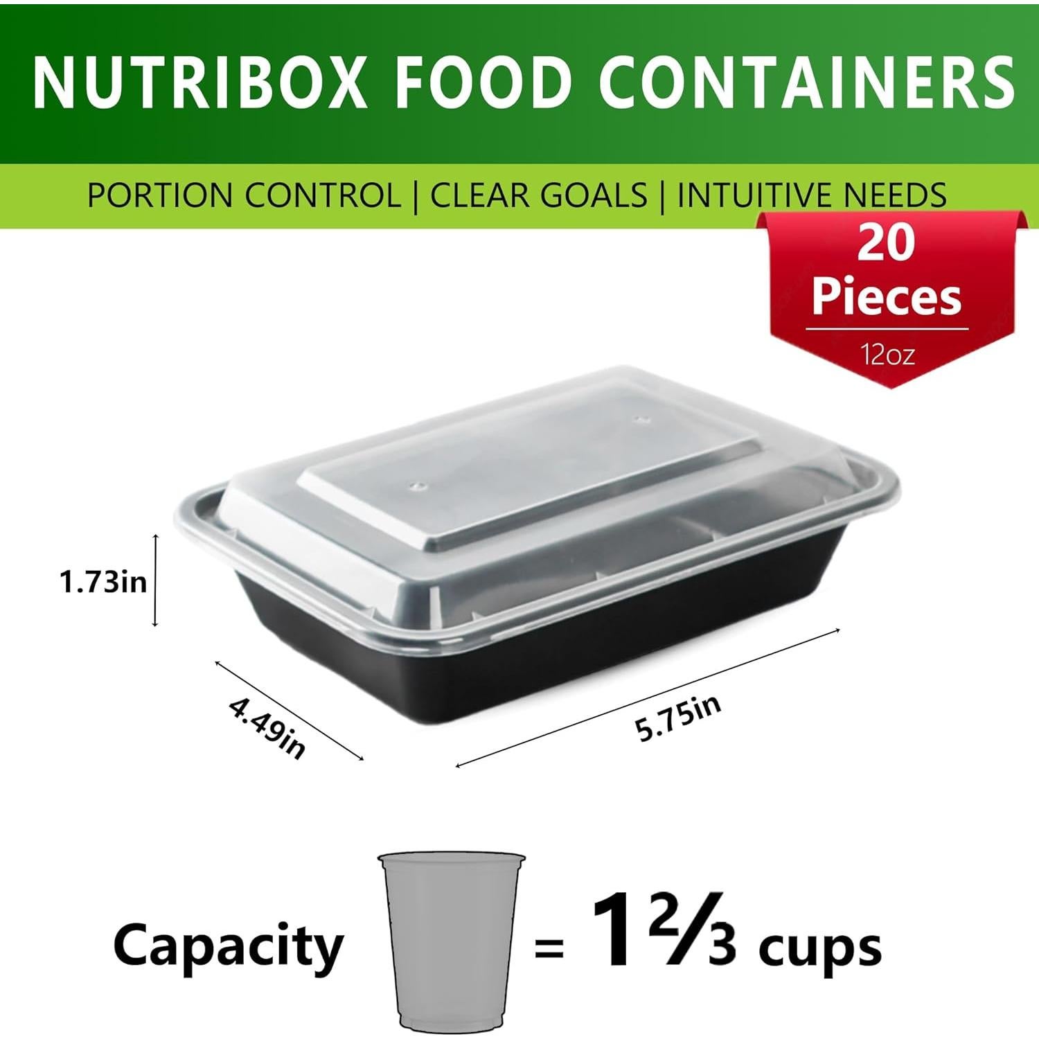20 Contenedores de Almacenamiento Nutribox 340ml A Prueba de Derrames