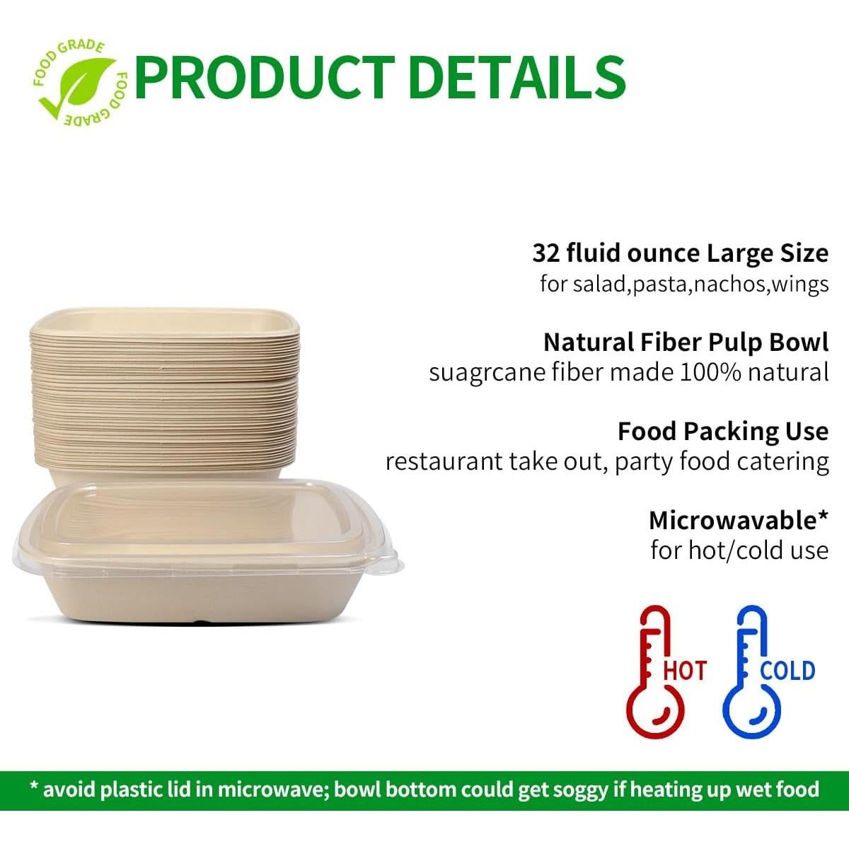 Tazones de Papel para Comida Bloomoon 32 oz 50 Piezas