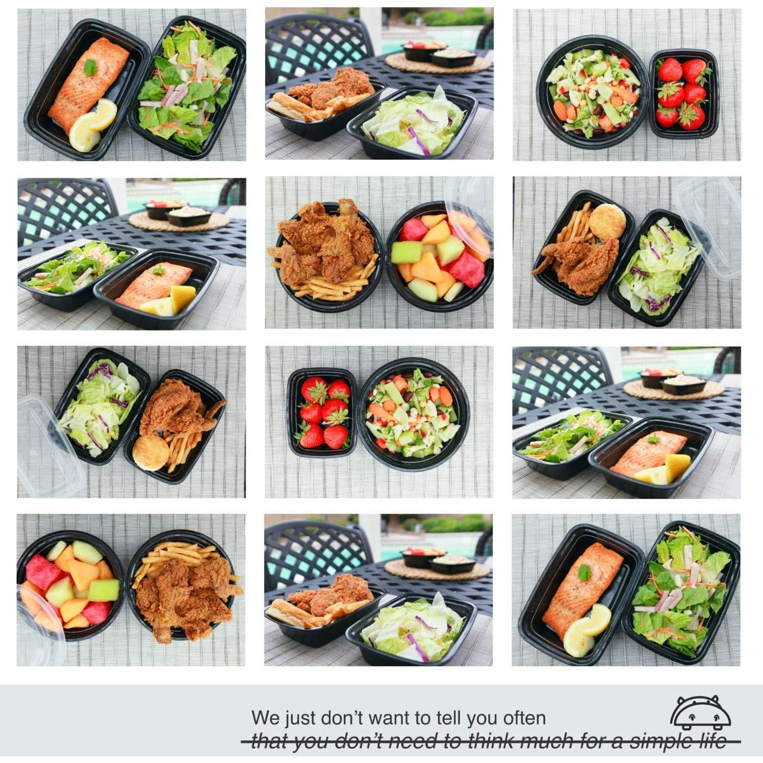 Contenedores de Comida PARTYHIPPO 12oz Paquete de 12 BPA Libre