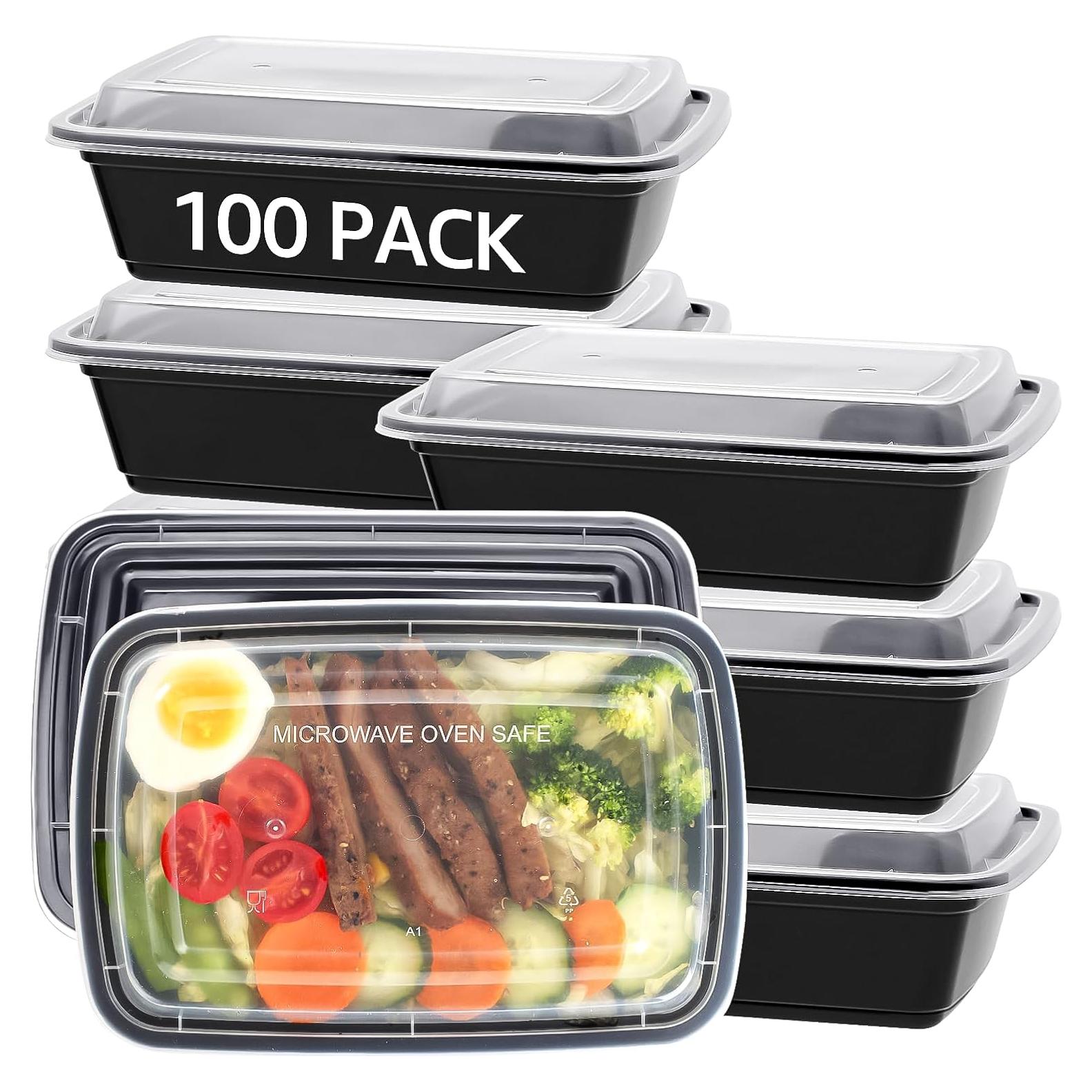 100 Contenedores de Alimentos 24 oz. Lifetime Supplies - A Prueba de Microondas y Lavavajillas