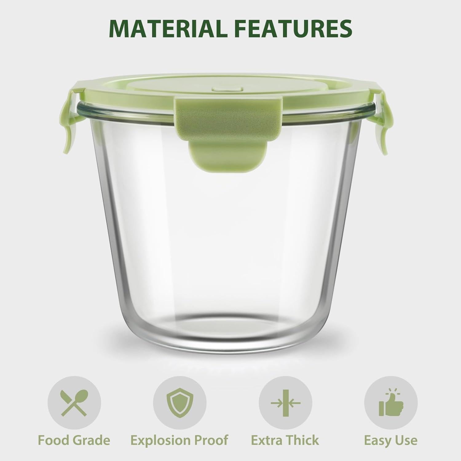 Juego de 8 Recipientes de Vidrio Freshmage 3 Tazas Herméticos