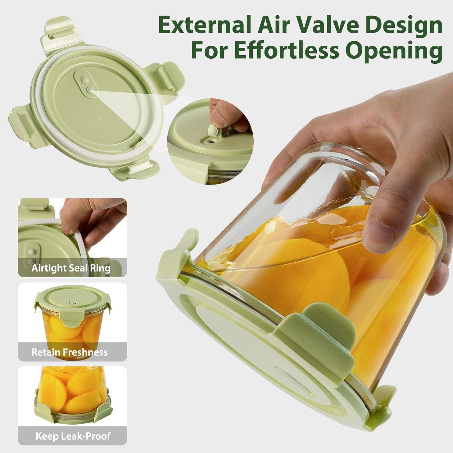 Juego de 8 Recipientes de Vidrio Freshmage 3 Tazas Herméticos