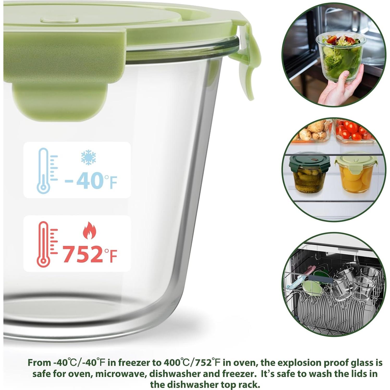 Juego de 8 Recipientes de Vidrio Freshmage 3 Tazas Herméticos