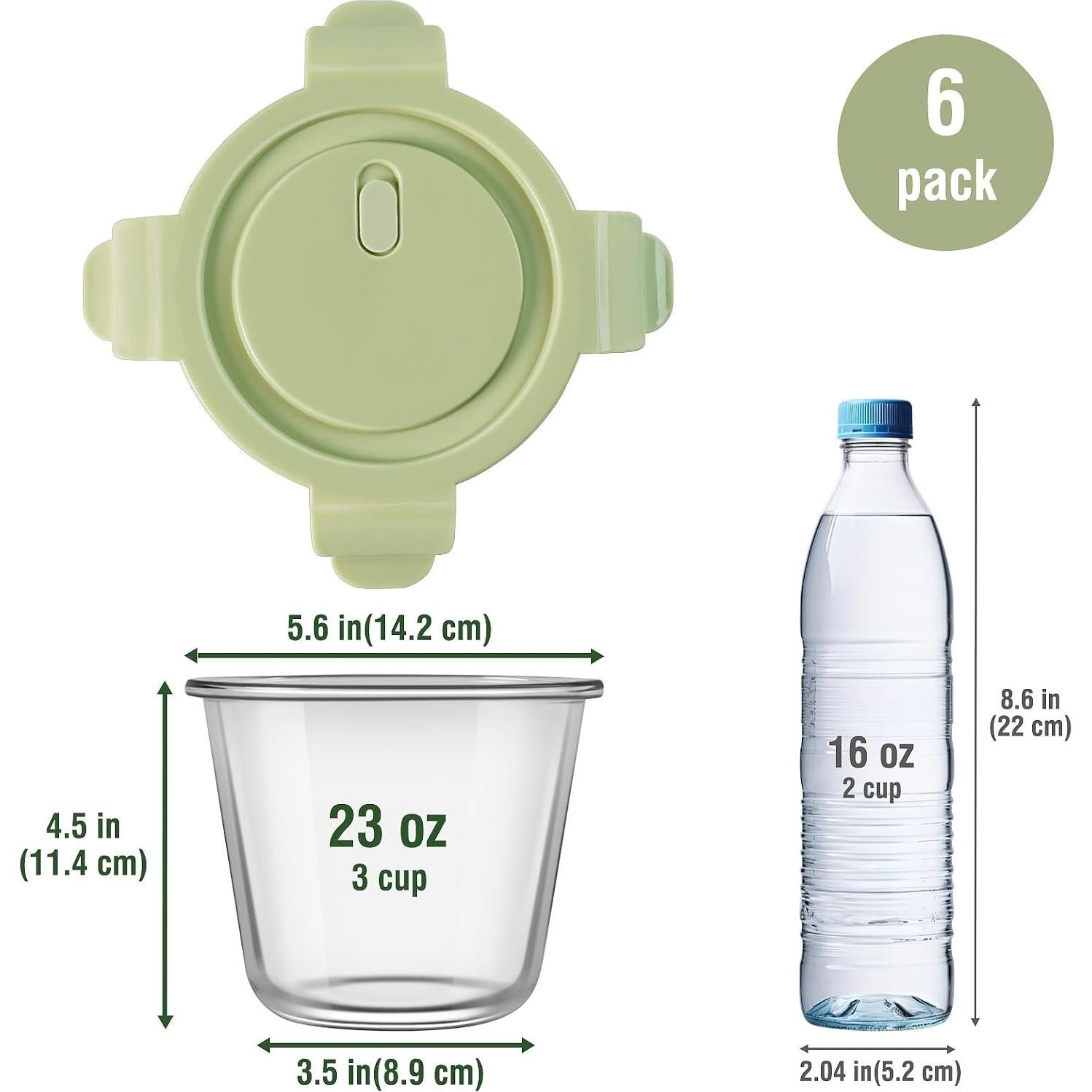 Juego de 8 Recipientes de Vidrio Freshmage 3 Tazas Herméticos